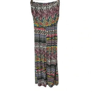 Just‎ Love XL boho strapless multi-color wide leg jumpsuit
